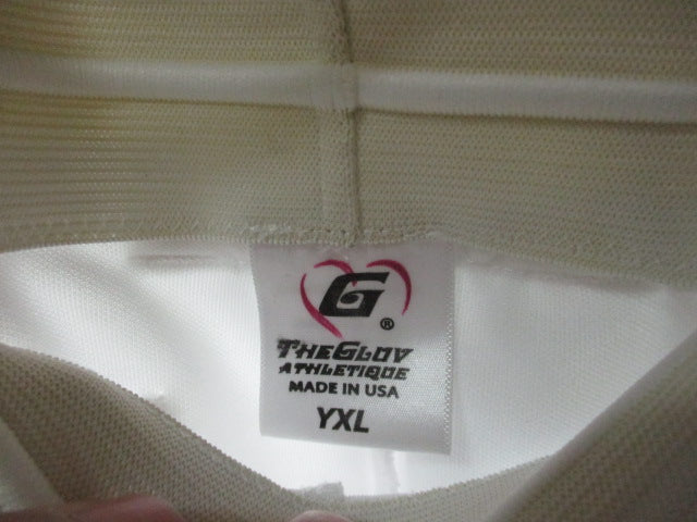Load image into Gallery viewer, Used The Gluv Youth XL White With Navy Pin Stripe Softball Pants Belted
