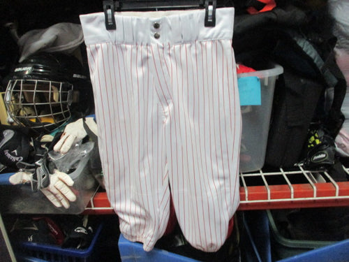 Used White/Red Pin Striped Baseball Pants Size Adult Small
