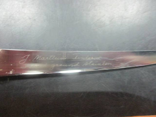 Vintage J. Marttiini Finland Filet Fishing Knife Engraved Blade Leather Sheath