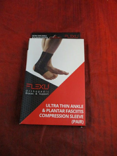 FlexU Ultra-Thin Ankle & Plantar Fasciitis Compression Sleeve Pair Adult Size L