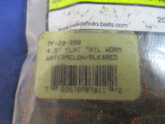 Gary Yamamoto Custom Baits - 20 Count 4.5" Flat Tail Worm-Watermelon/Black&Red