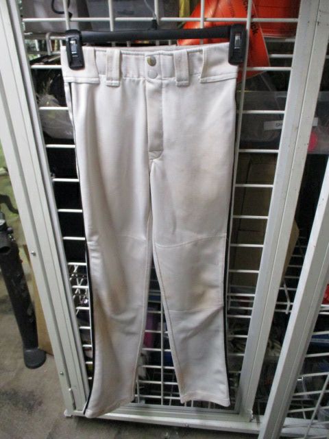 Load image into Gallery viewer, Used Easton Black Piping Adjustable Open Bottom Pants Youth Size Medium -stained
