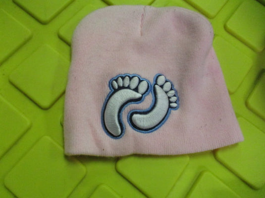 Used Pink Hat with Baby Footprints
