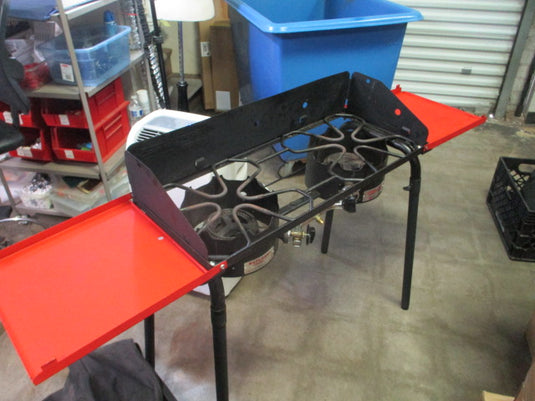 Used Camp Chef EX60LW Explorer 2 Burner Outdoor Stove w/ Shelves - missing hose