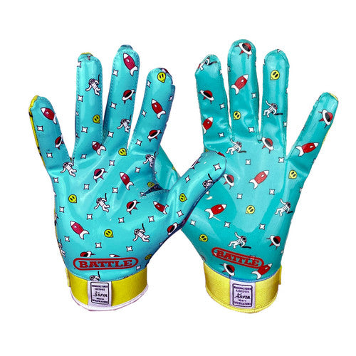 Load image into Gallery viewer, New Battle Cloaked &quot;Alien&quot; Green Football Receiver Gloves - Youth XL
