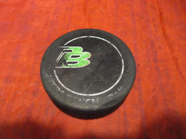 Load image into Gallery viewer, Used Vintage Phoenix Mustangs Player&#39;s Bench Hockey Puck - heavy wear
