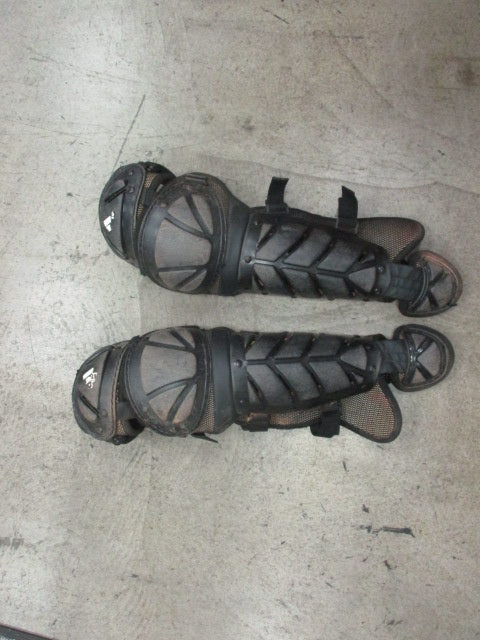 Used Adidas Youth Black Catcher Shin Guards (Right Leg Missing A Strap)