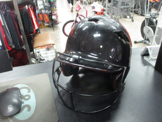 Used Schutt Black/Orange Batting Helmet W/ Mask - Youth