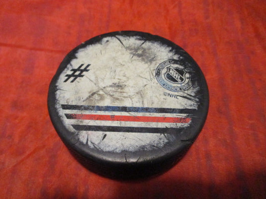 Used New York Ranger Autograph NHL Hockey Puck - heavily worn