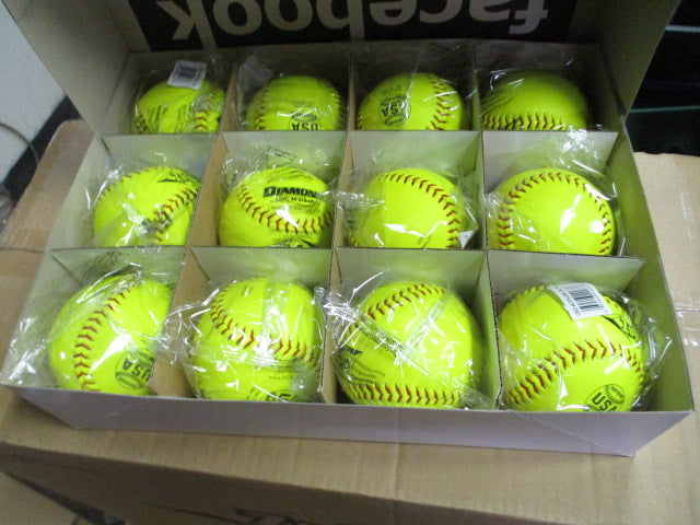 Load image into Gallery viewer, New Diamond ZULU .44 COR USA 12&quot; Slowpitch Softball - 1 Dozen
