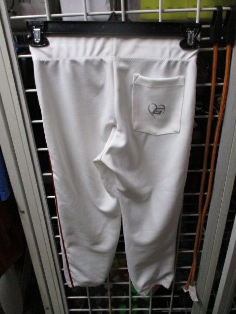 Used The Gluv White Softball Pants Adult Size Small Red Piping