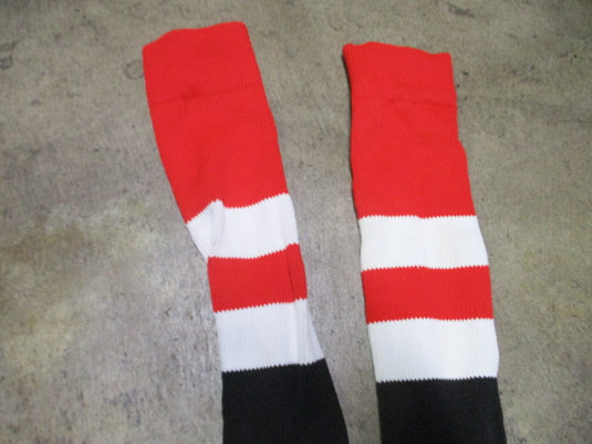 Used TCK Red, Black, White Striped Sport Socks