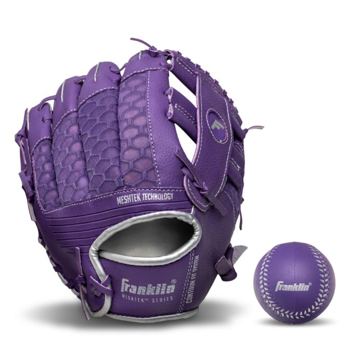 Load image into Gallery viewer, New Franklin Mesh Tek 9.5&quot; Teeball Glove / Ball - Purple
