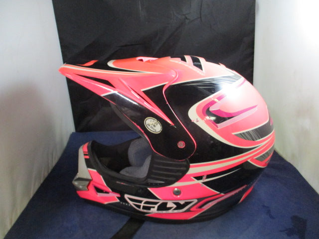 Load image into Gallery viewer, Used Fly Racing Pink Motorcross Helmet Youth Size Medium
