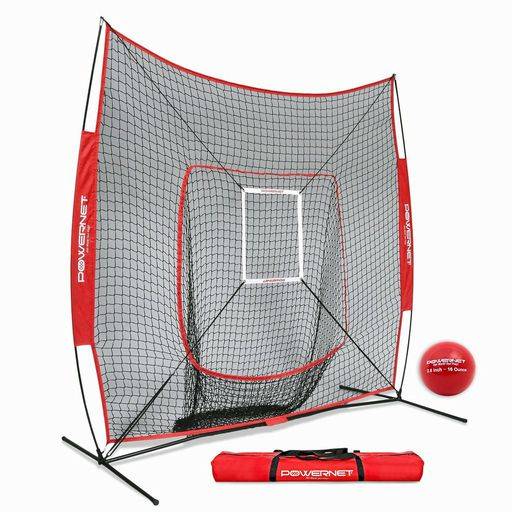 NEW PowerNet DLX 7 x 7 ft Baseball Net & Target w/ 1 Heavy Ball