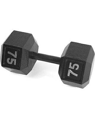 New Cap 75 lb Black Hex Iron Dumbbell - 1 Qty