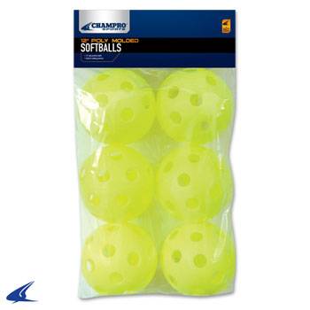 New Champro 12" Poly Softball Yellow 6 Pack